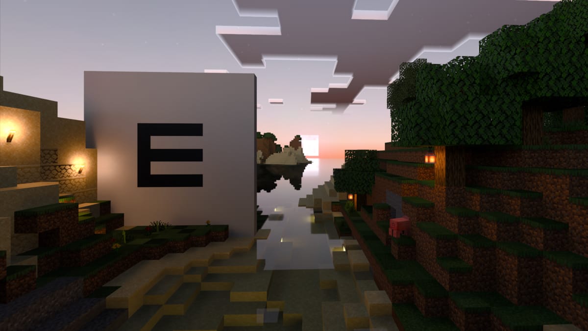Epinova logo in Minecraft sunrise graphics