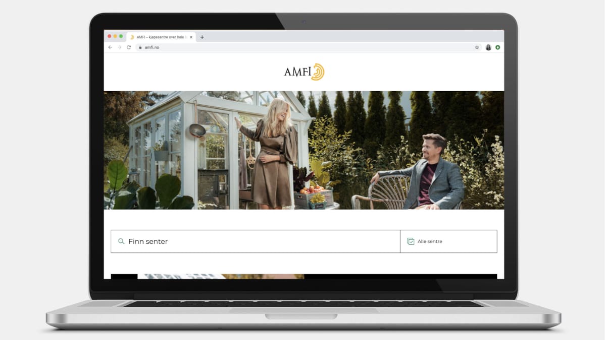 Screen shot av forsiden på Amfi.no