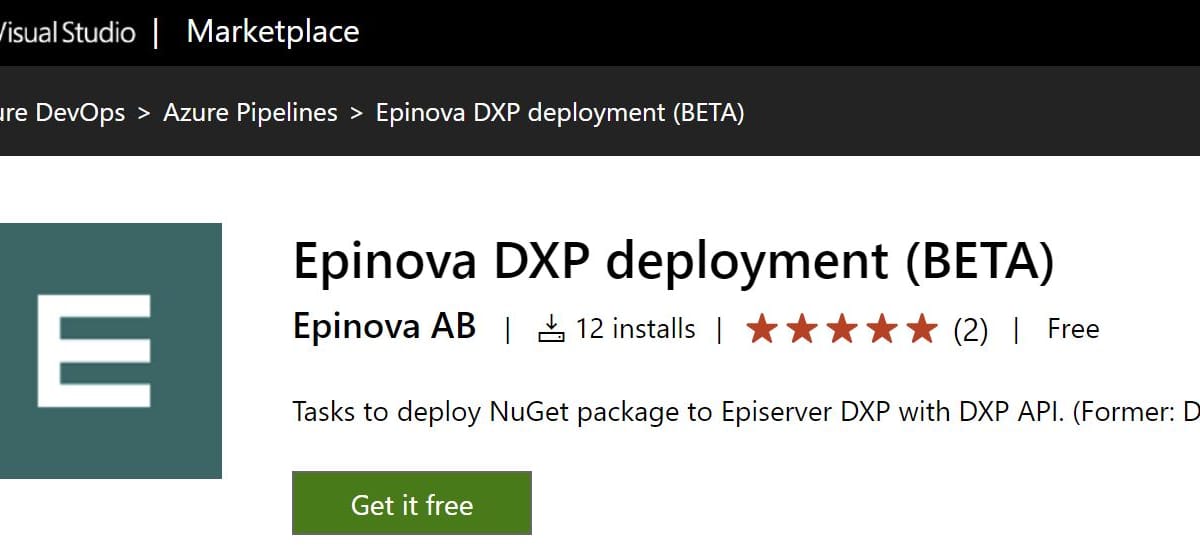 Epinova DXP deployment Azure DevOps extension