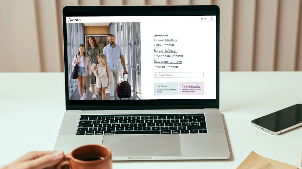 Screenshot av nye Avinor
