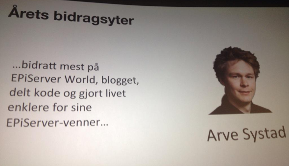 Arve Systad Årets Bidragsyter EPiServer Partner Update 2015