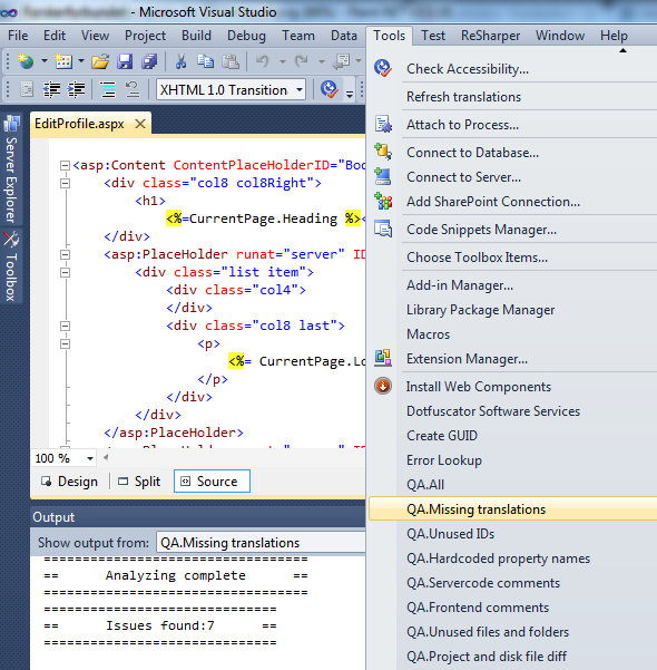 Automated Visual Studio tools