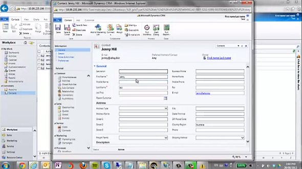 Screenshot from Microsoft Dynamics CRM