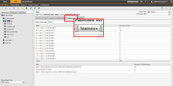 Viewing page statistics in EPiServer 6