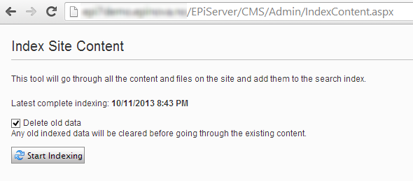 Reindex your site content in EPiServer 7