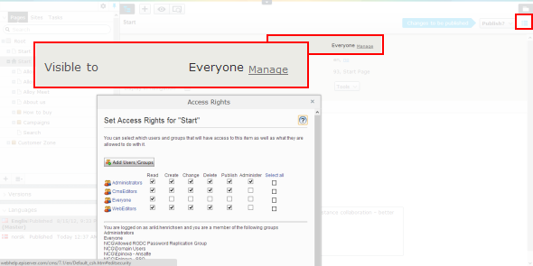 Setting page access rights in EPiServer 7