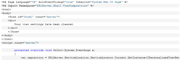 Resetting dashboard views in EPiServer 7