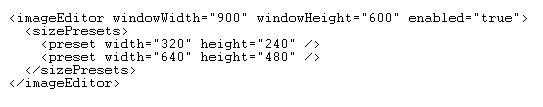 Setting image editor sizePresets in episerver.config