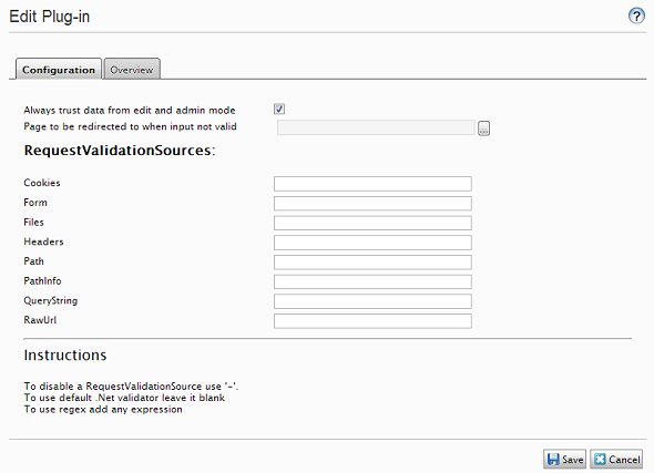 Request Validator settings