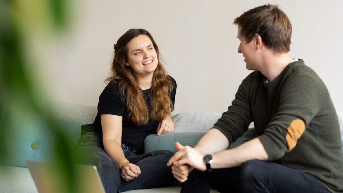 Conversation between man and woman
